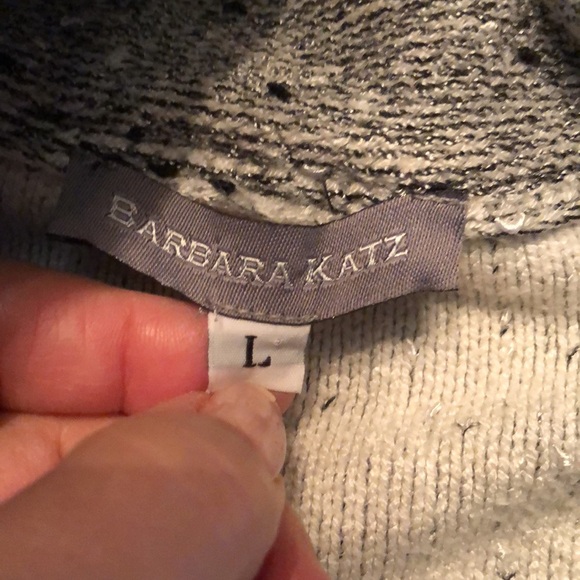 Barbara Katz Classic soft tweed quad pocket stitch trim boho button down sweater - Picture 11 of 13